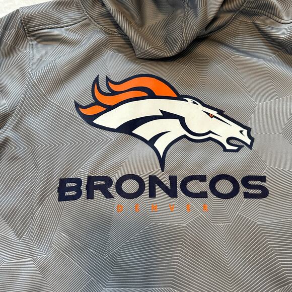 Denver Broncos Youth XXL 18 Gray Fleece Lined Hoodie NFL Team Apparel - Picture 3 of 8